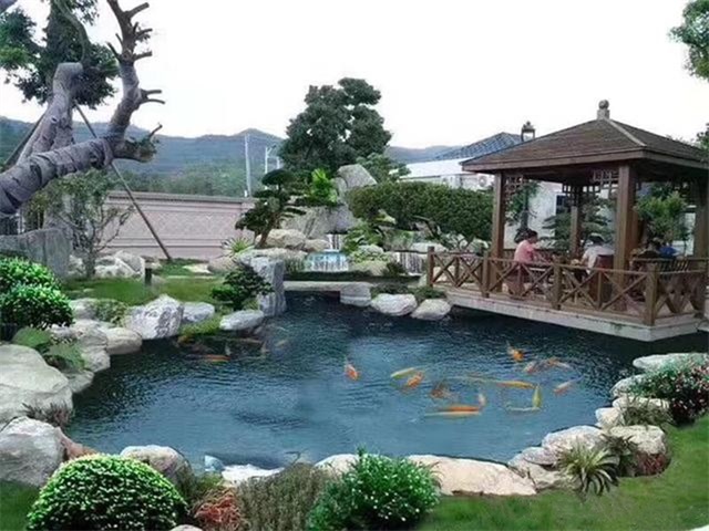 咸阳庭院鱼池假山设计